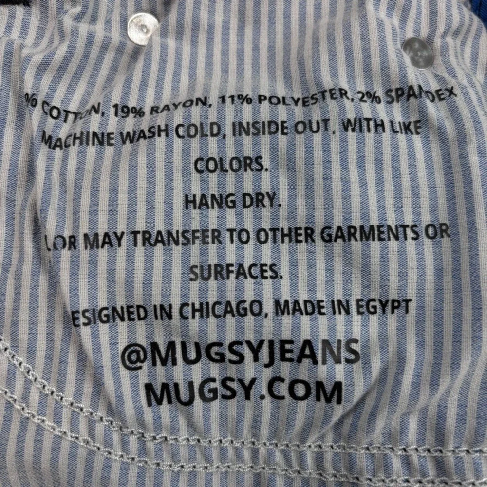 Mugsy Jeans Mens 30x30 (fits 30x29) Black Squid Inks Stretch Slim Straight Denim